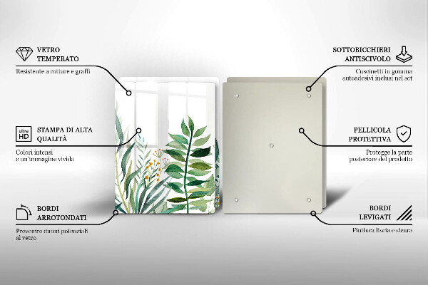 Glass chopping board Plant leaves illustration