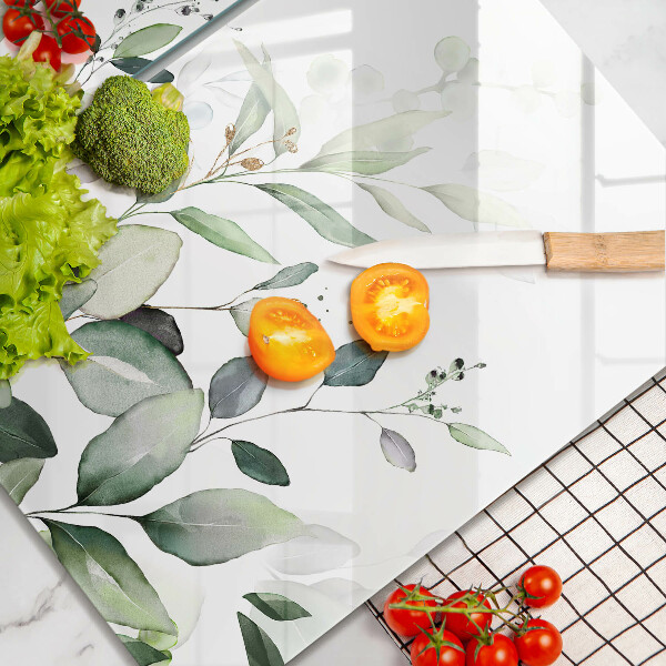 Glass chopping board Watercolor plants