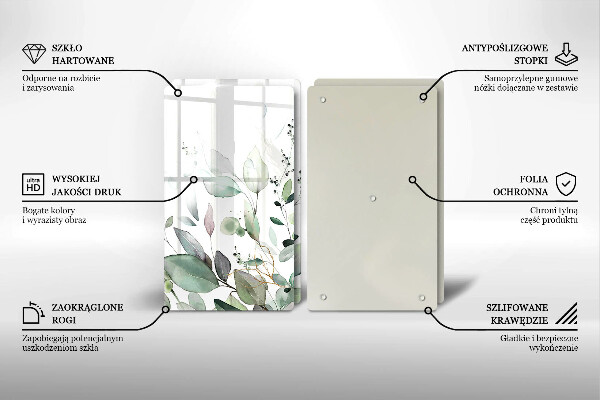 Glass chopping board Watercolor plants