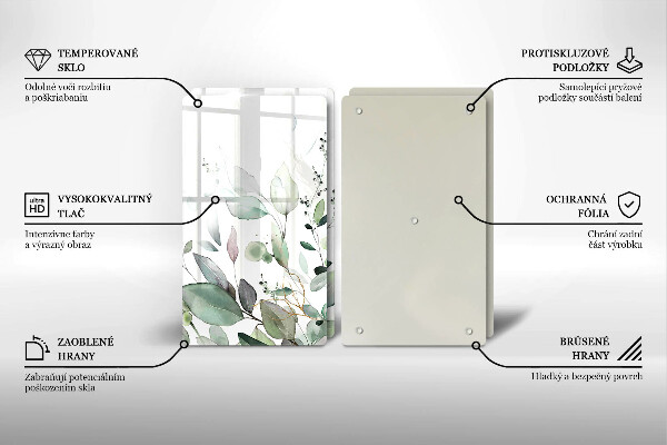 Glass chopping board Watercolor plants