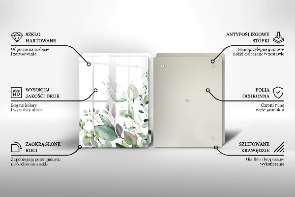 Glass chopping board Watercolor plants