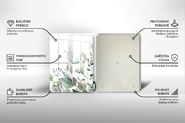 Glass chopping board Watercolor plants