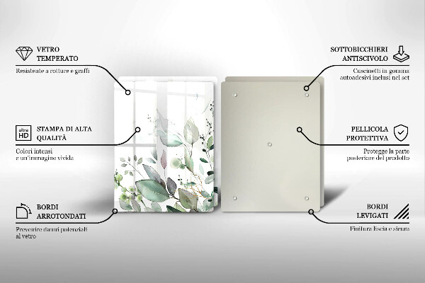 Glass chopping board Watercolor plants