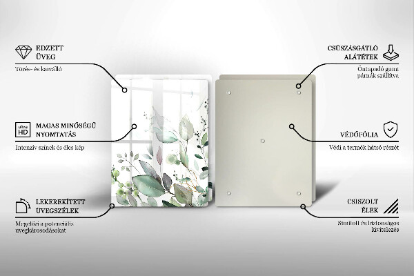 Glass chopping board Watercolor plants