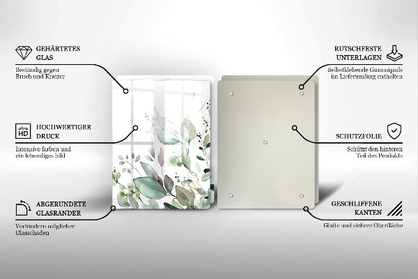 Glass chopping board Watercolor plants