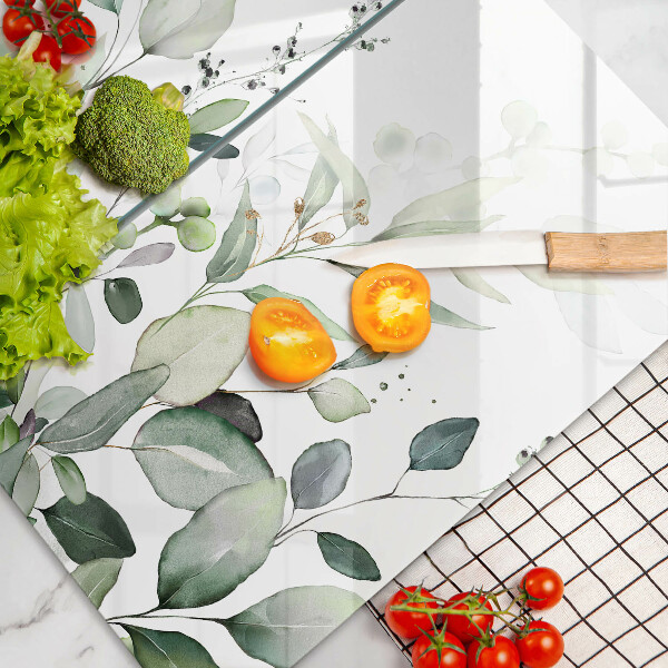 Glass chopping board Watercolor plants