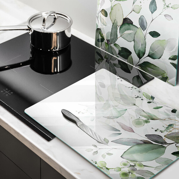 Glass chopping board Watercolor plants
