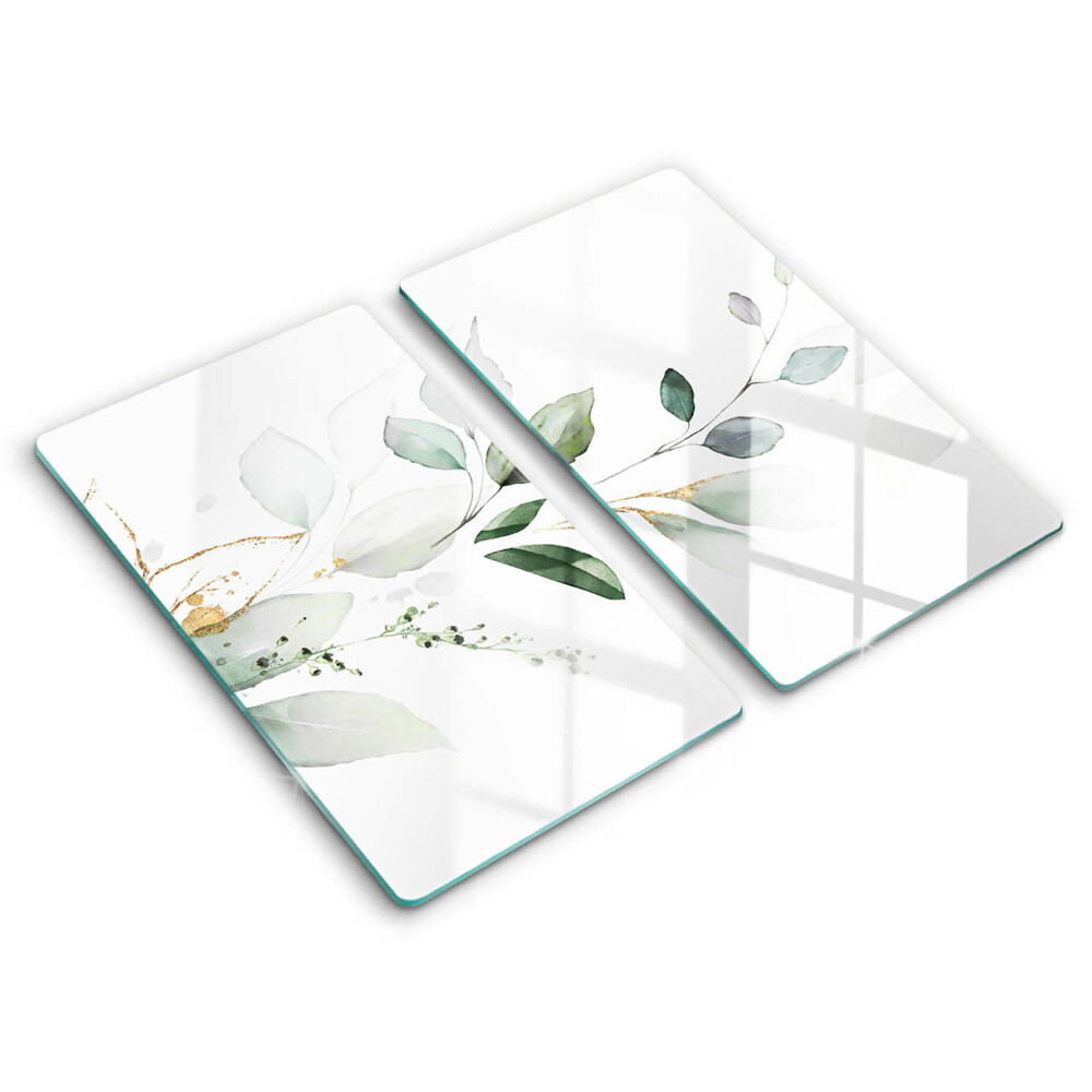Glass chopping board Watercolor leaves