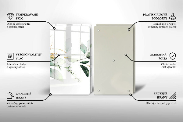 Glass chopping board Watercolor leaves