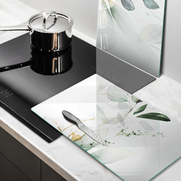 Glass chopping board Watercolor leaves