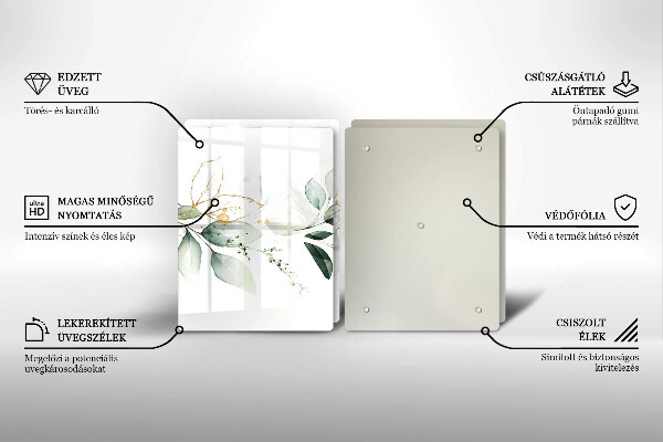 Glass chopping board Watercolor leaves