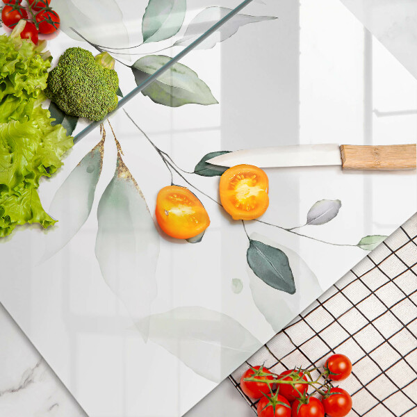 Glass chopping board Watercolor leaves