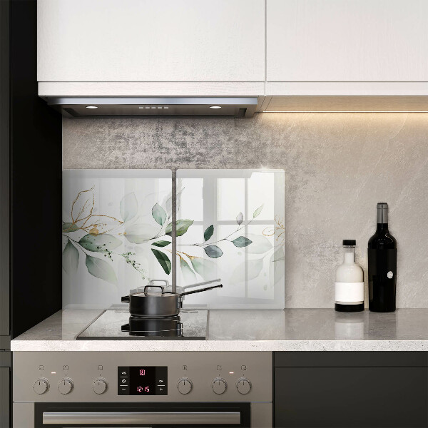 Glass chopping board Watercolor leaves