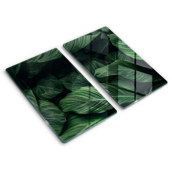 Glass chopping board Dark leaves