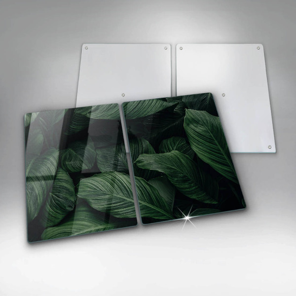 Glass chopping board Dark leaves