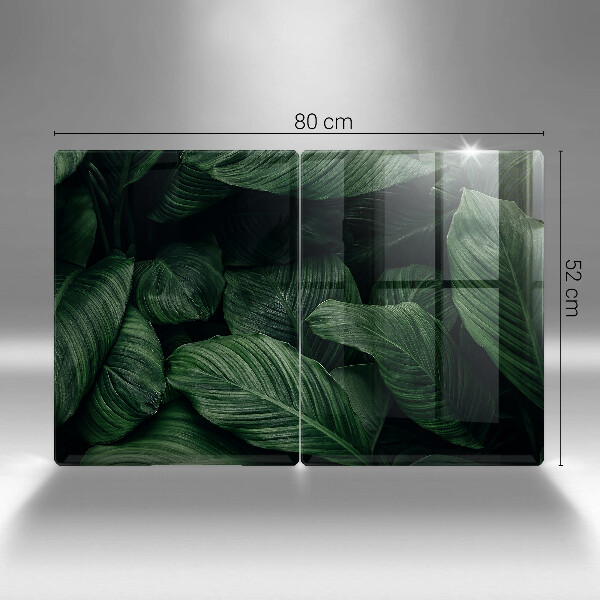 Glass chopping board Dark leaves