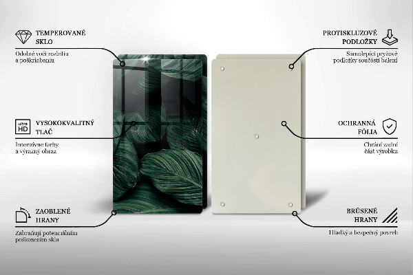 Glass chopping board Dark leaves