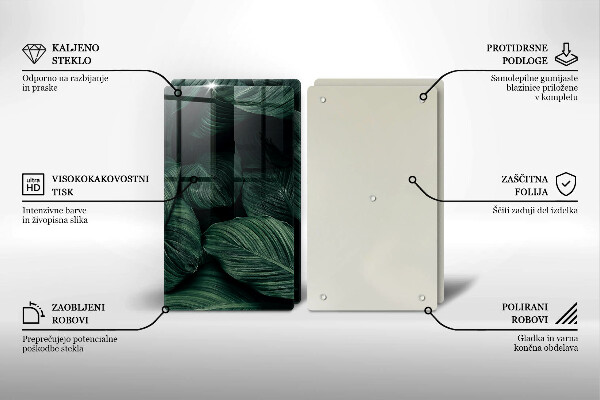 Glass chopping board Dark leaves