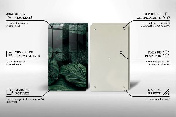 Glass chopping board Dark leaves