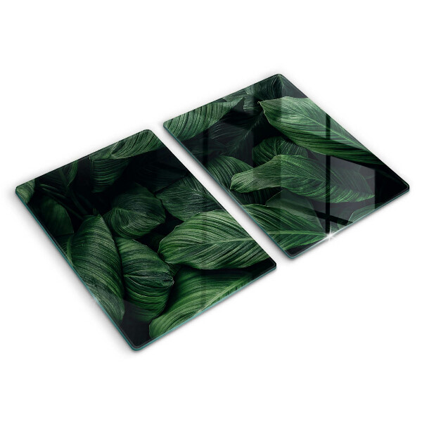 Glass chopping board Dark leaves