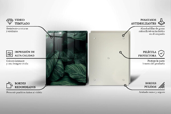 Glass chopping board Dark leaves