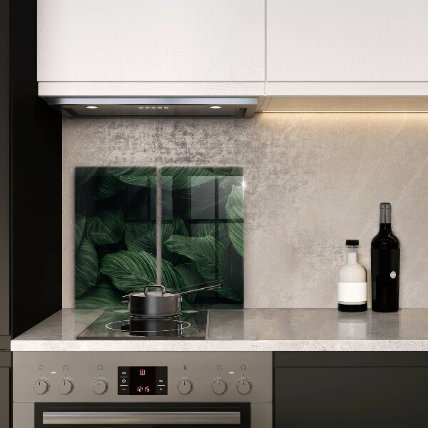 Glass chopping board Dark leaves