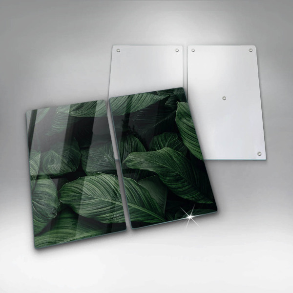 Glass chopping board Dark leaves