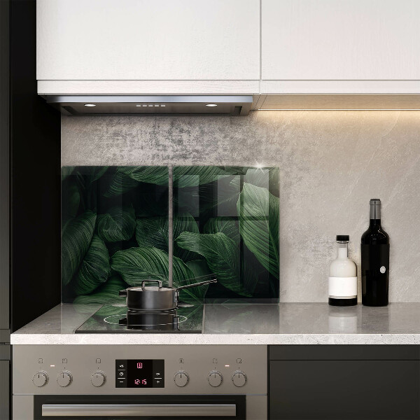 Glass chopping board Dark leaves