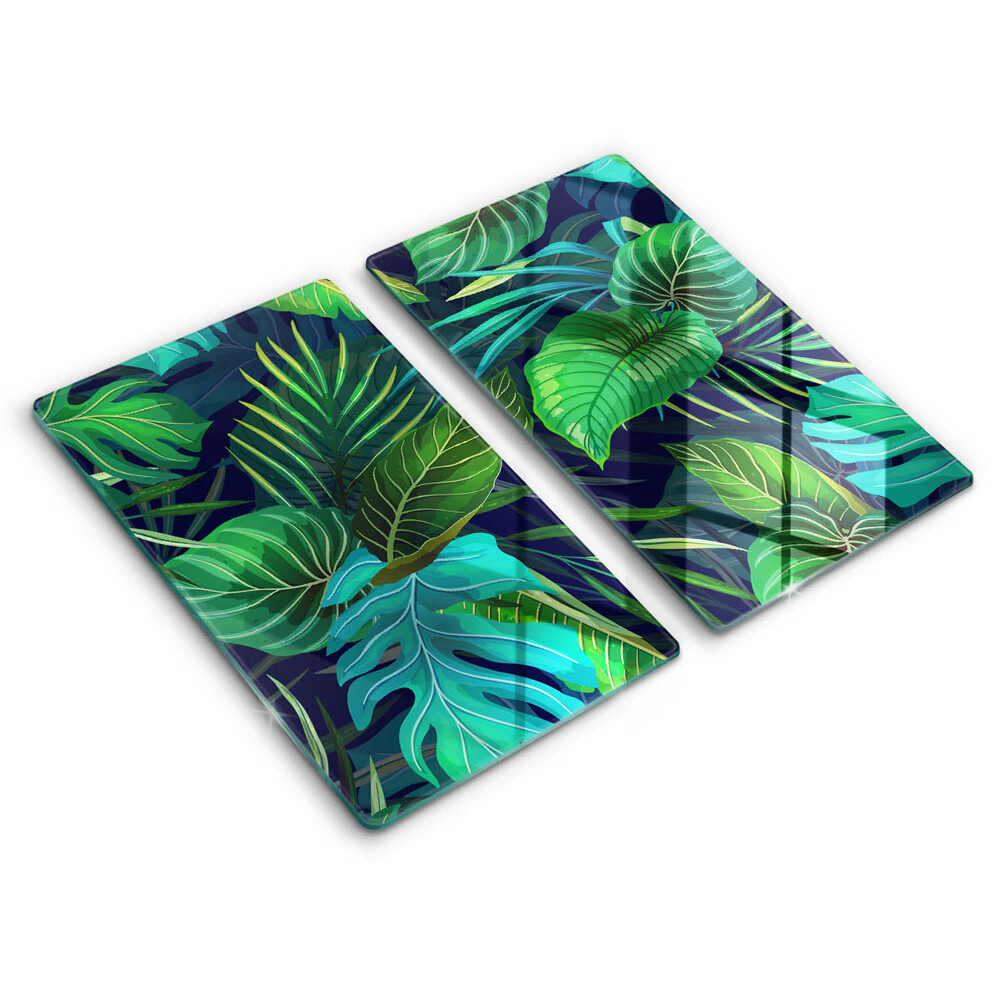 Glass chopping board Illustration of the jungle leaves