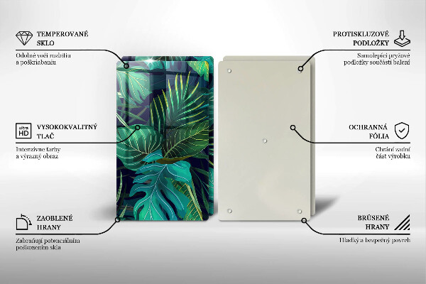 Glass chopping board Illustration of the jungle leaves
