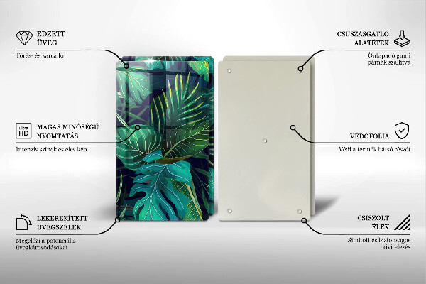 Glass chopping board Illustration of the jungle leaves