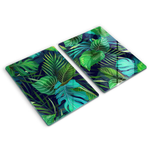 Glass chopping board Illustration of the jungle leaves