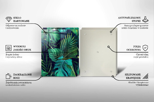 Glass chopping board Illustration of the jungle leaves