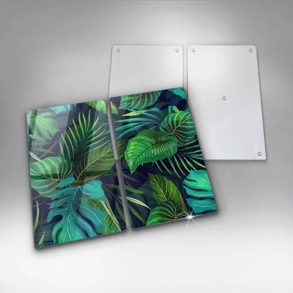 Glass chopping board Illustration of the jungle leaves