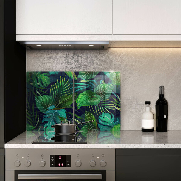 Glass chopping board Illustration of the jungle leaves