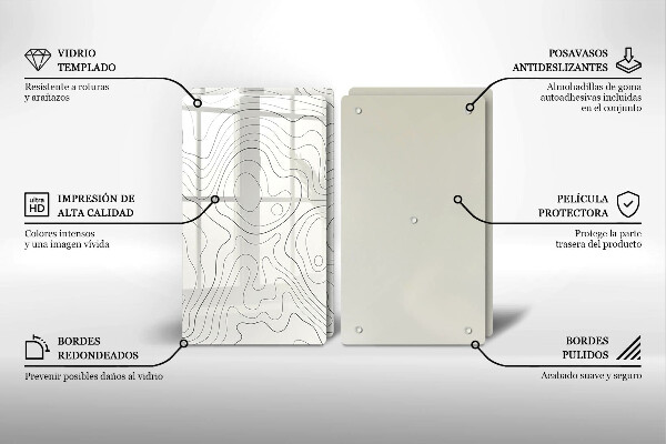 Glass chopping board Line-art design