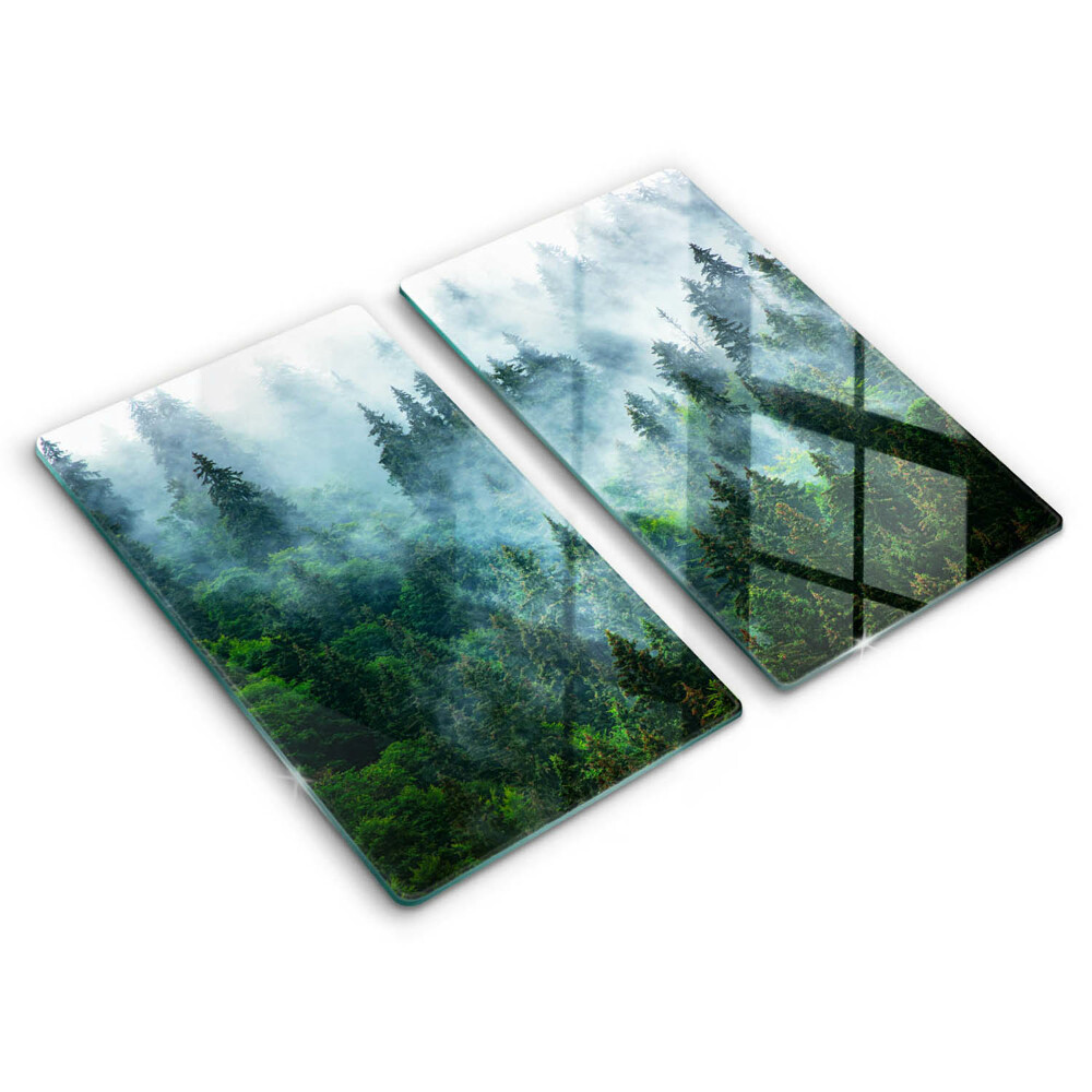 Glass chopping board Forest in the fog