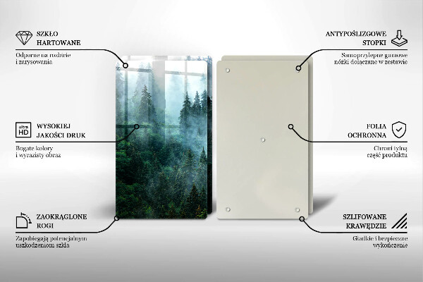 Glass chopping board Forest in the fog