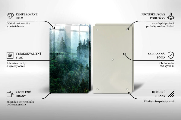 Glass chopping board Forest in the fog