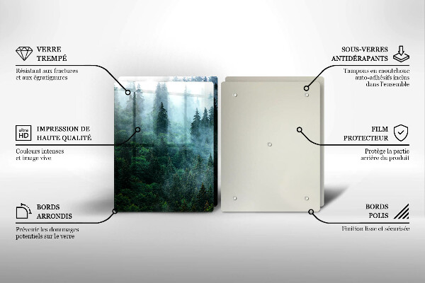 Glass chopping board Forest in the fog