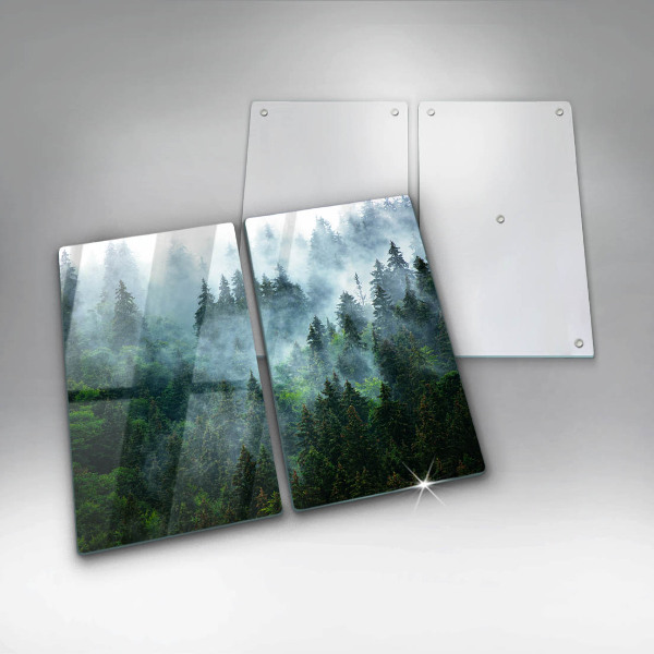 Glass chopping board Forest in the fog