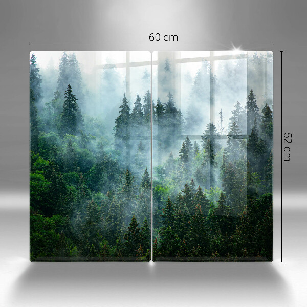 Glass chopping board Forest in the fog