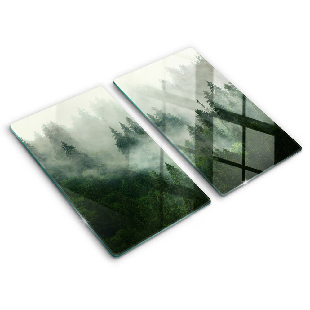 Glass chopping board Landscape of a hazy forest