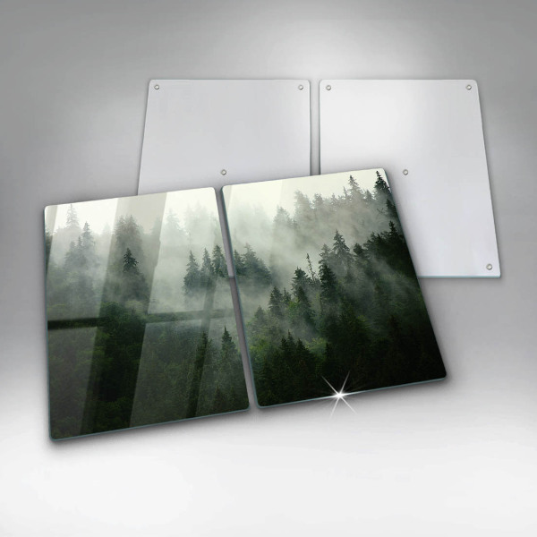 Glass chopping board Landscape of a hazy forest
