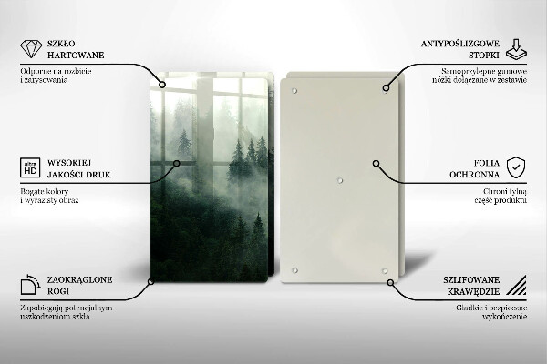 Glass chopping board Landscape of a hazy forest