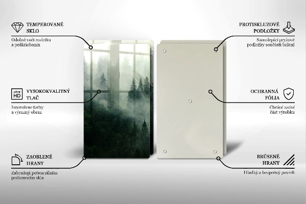 Glass chopping board Landscape of a hazy forest