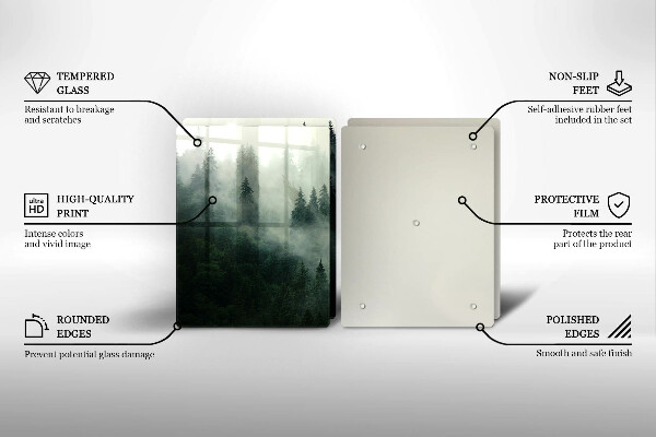 Glass chopping board Landscape of a hazy forest