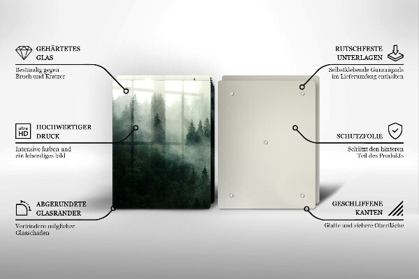 Glass chopping board Landscape of a hazy forest