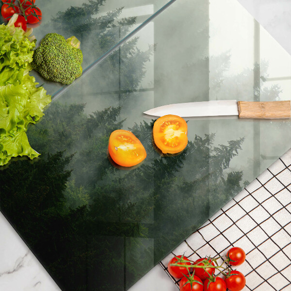 Glass chopping board Landscape of a hazy forest