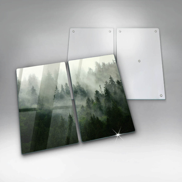 Glass chopping board Landscape of a hazy forest